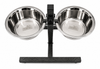 Kennel Adjustable Stand With Two Steel Feeding Bowls