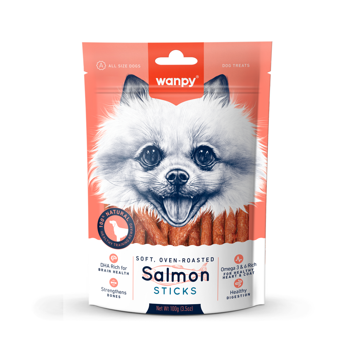 Wanpy Soft Oven-Roasted Salmon Sticks - Dog Treats