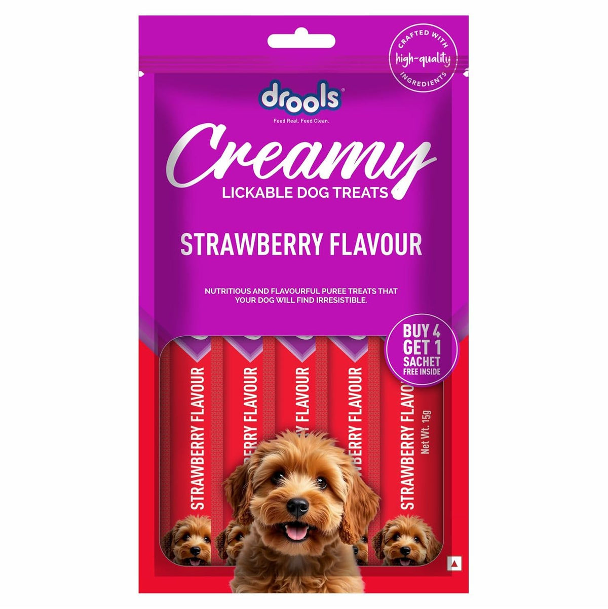 Drools Creamy Lickable Strawberry Flavour Dog Treats (Buy 4 Get 1 Free )