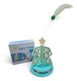 Petropolis Christmas Tree Cat Toy Interactive Ball Track with Feather Wand (Color May Vary)