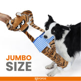 Fofos Jumbo Skinneez Tiger W/Squeaker & Crincle Paper Dog Toy