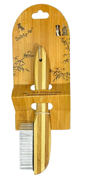 Smarty Pet Bamboo Designer Flea Comb With Flat Handle