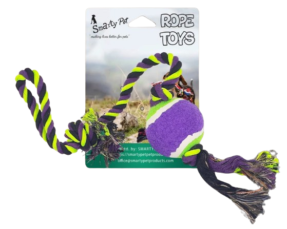Smarty Pet Tennis Ball With Single String Cotton Rope Toy