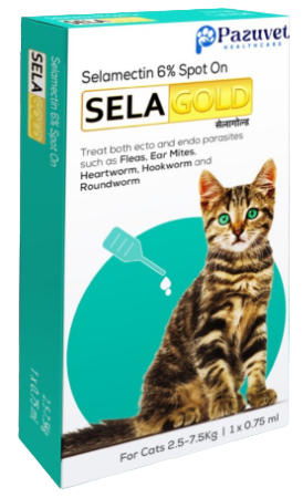 Pazuvet Healthcare SelaGold – Selamectin 6% Spot-On for Cats (2.5–7.5kg)