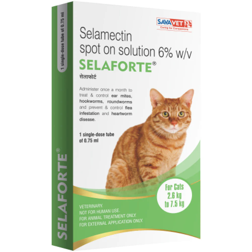 Savavet Selaforte Spot-On for Cats (2.6–7.5 kg) – Single Dose Tube