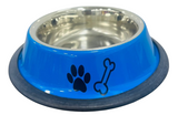 Kennel Assorted Anti Skid Printed Steel Feeding Bowl For Dog (Color May Vary)