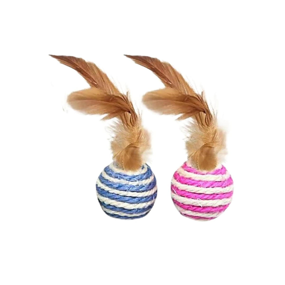 Smarty Pet Sisal Balls with Feathers for Cats - Set of 2