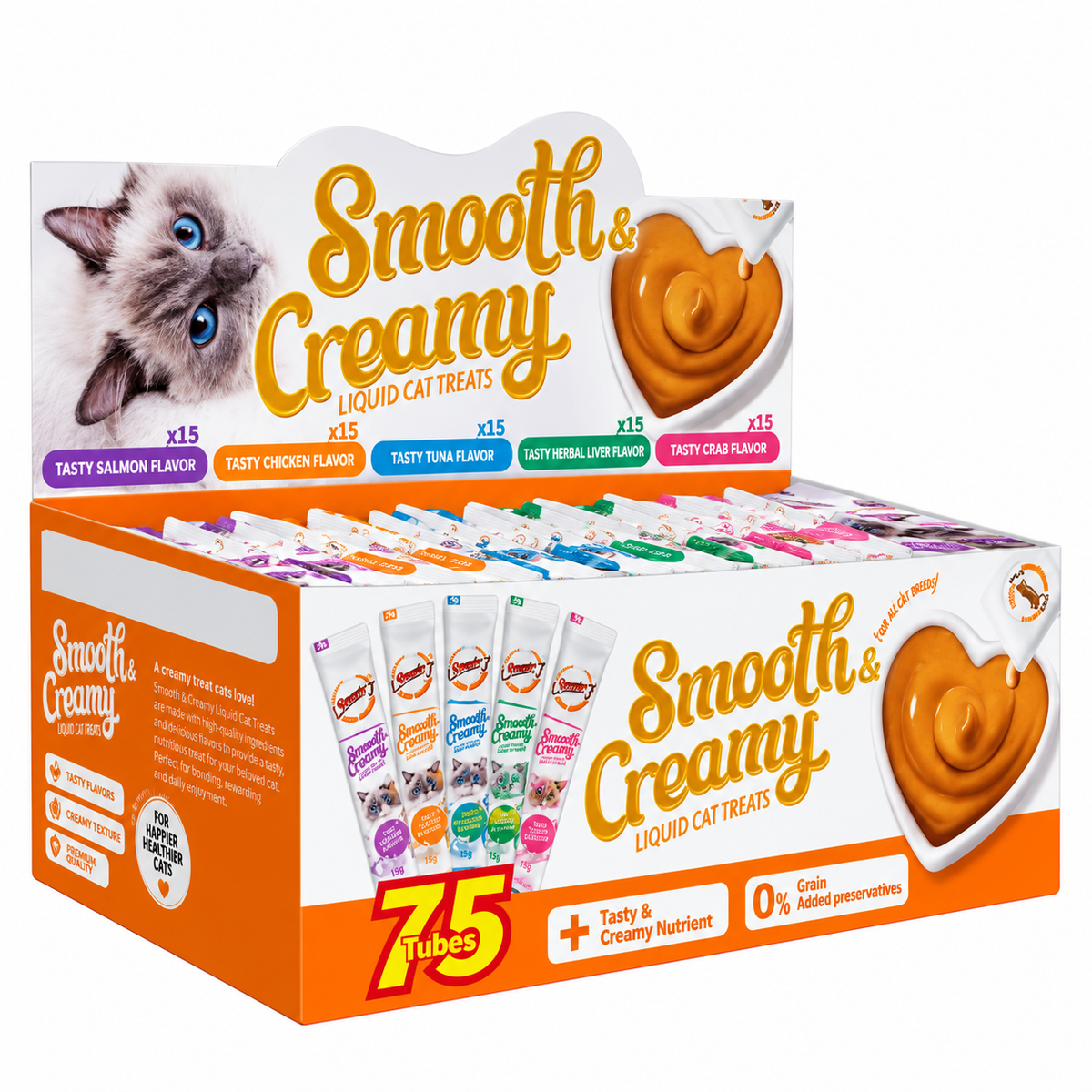 Gnawlers Smooth & Creamy Lickable Mix Flavour Cat Treats (Pack Of 75 Tubes)
