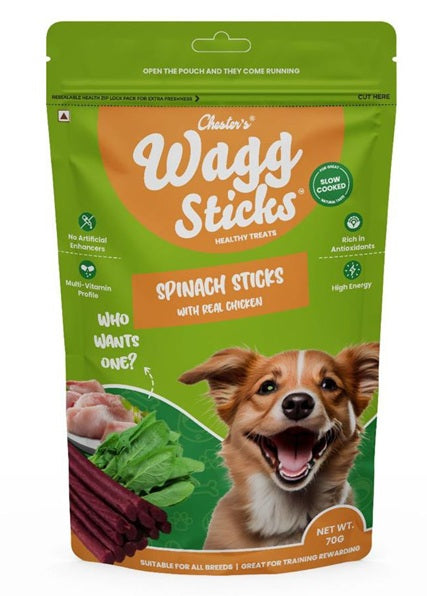 Chester's : Wagg Spinach Sticks with Real Chicken Healthy Dog Treats