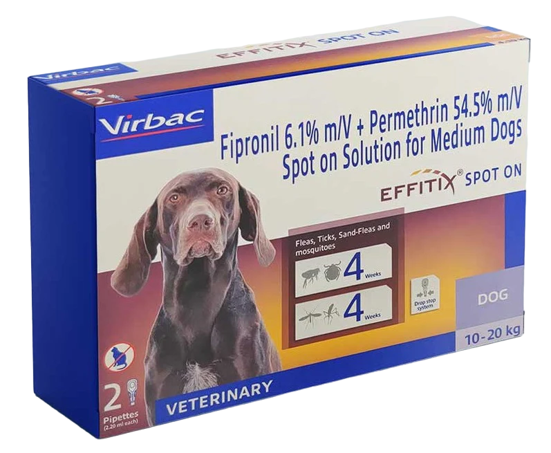 Virbac : Effitix Spot-On for Medium Dogs (10–20 kg) – 2 Pipettes
