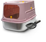 Pawpaya Mojo Hooded Stainless Steel Cat Litter Box with Scoop