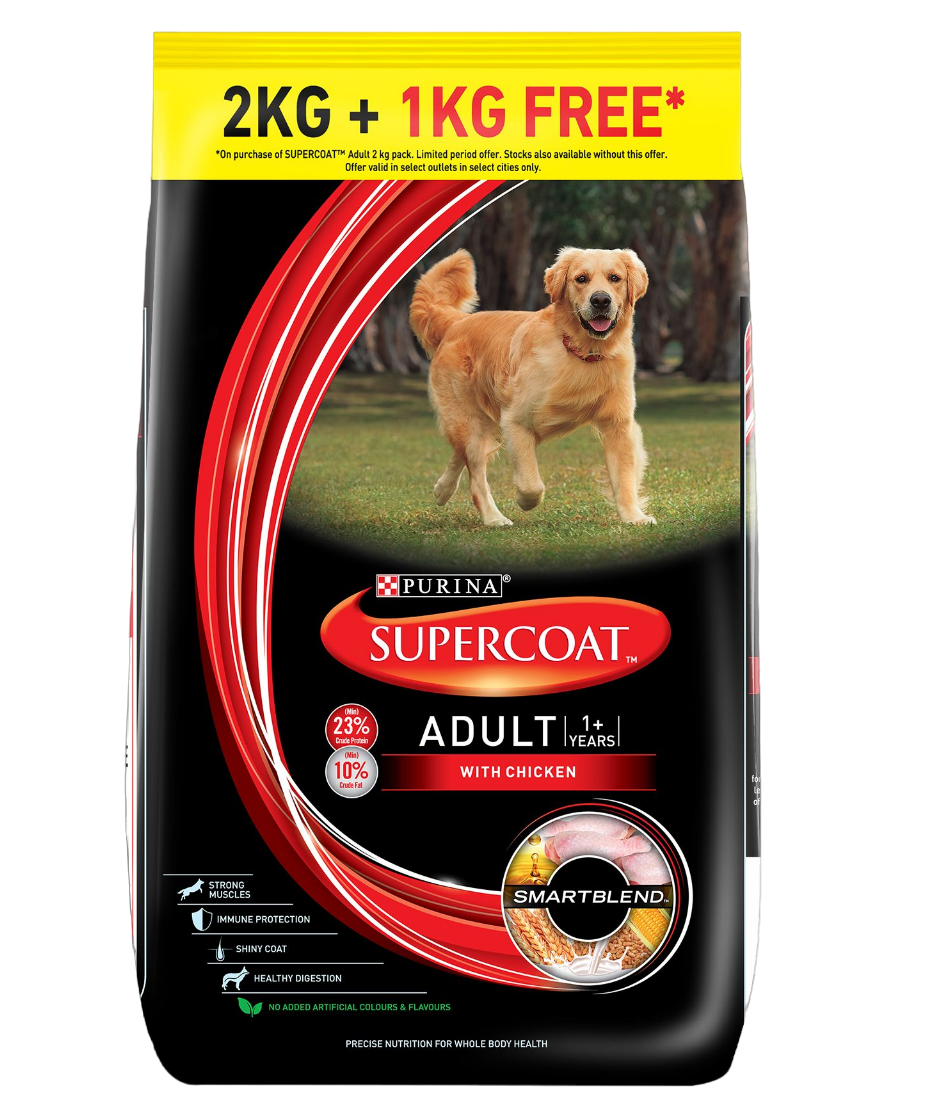 Supercoat All Breed With Chicken Adult Dog Dry Food (2 + 1 Kg Free)