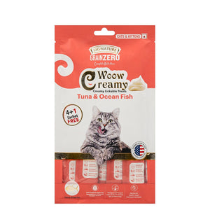 Signature : GrainZero Woow Creamy Lickable Cat Treats – Tuna & Ocean Fish (4+1 Free Sachets)
