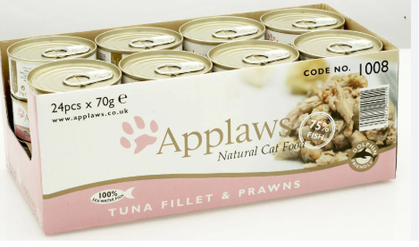 Applaws Tuna Fillet With Prawn Cat Tin Pack Of 24