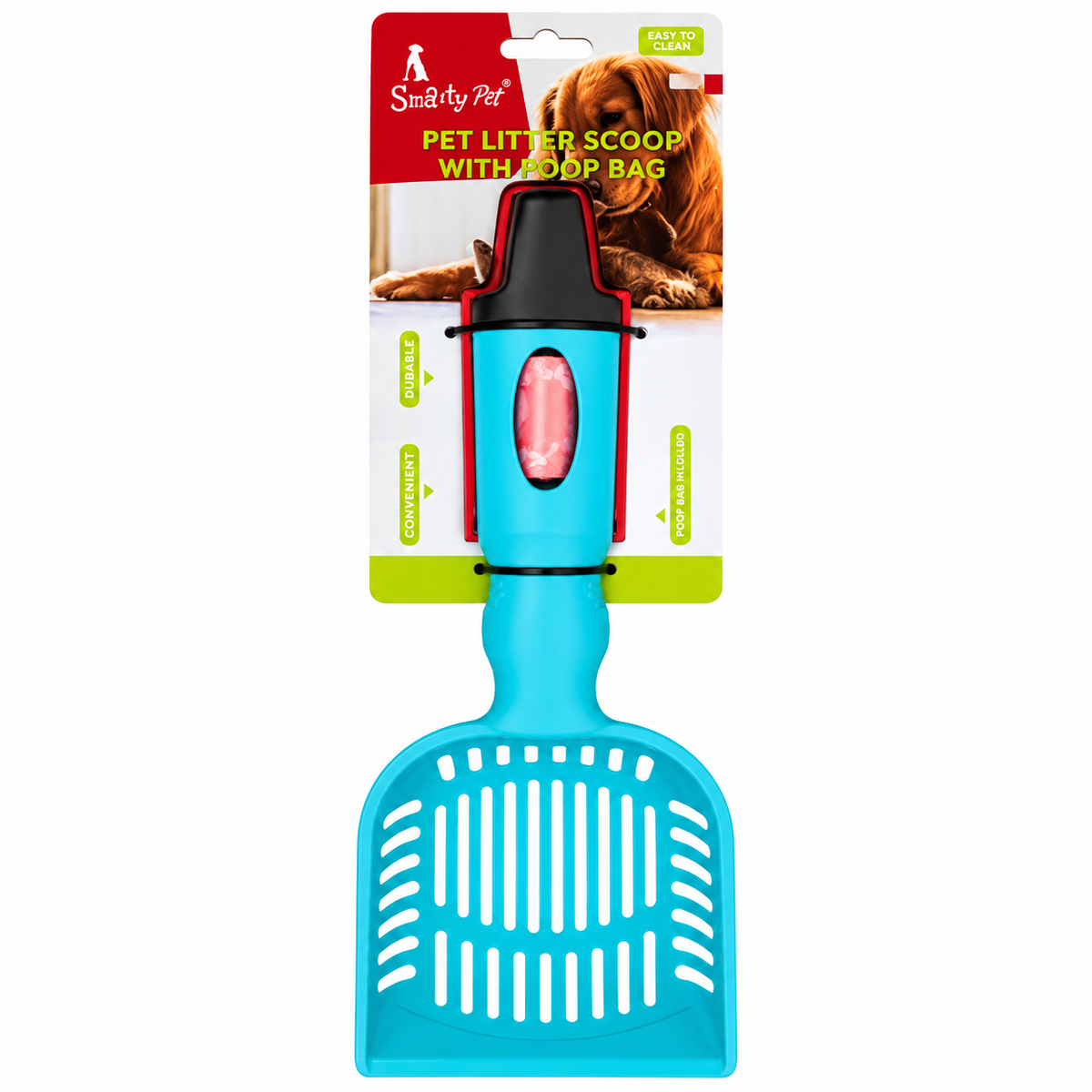 Smarty Pet Scooper With Poop Bag Holder (Color May Vary)