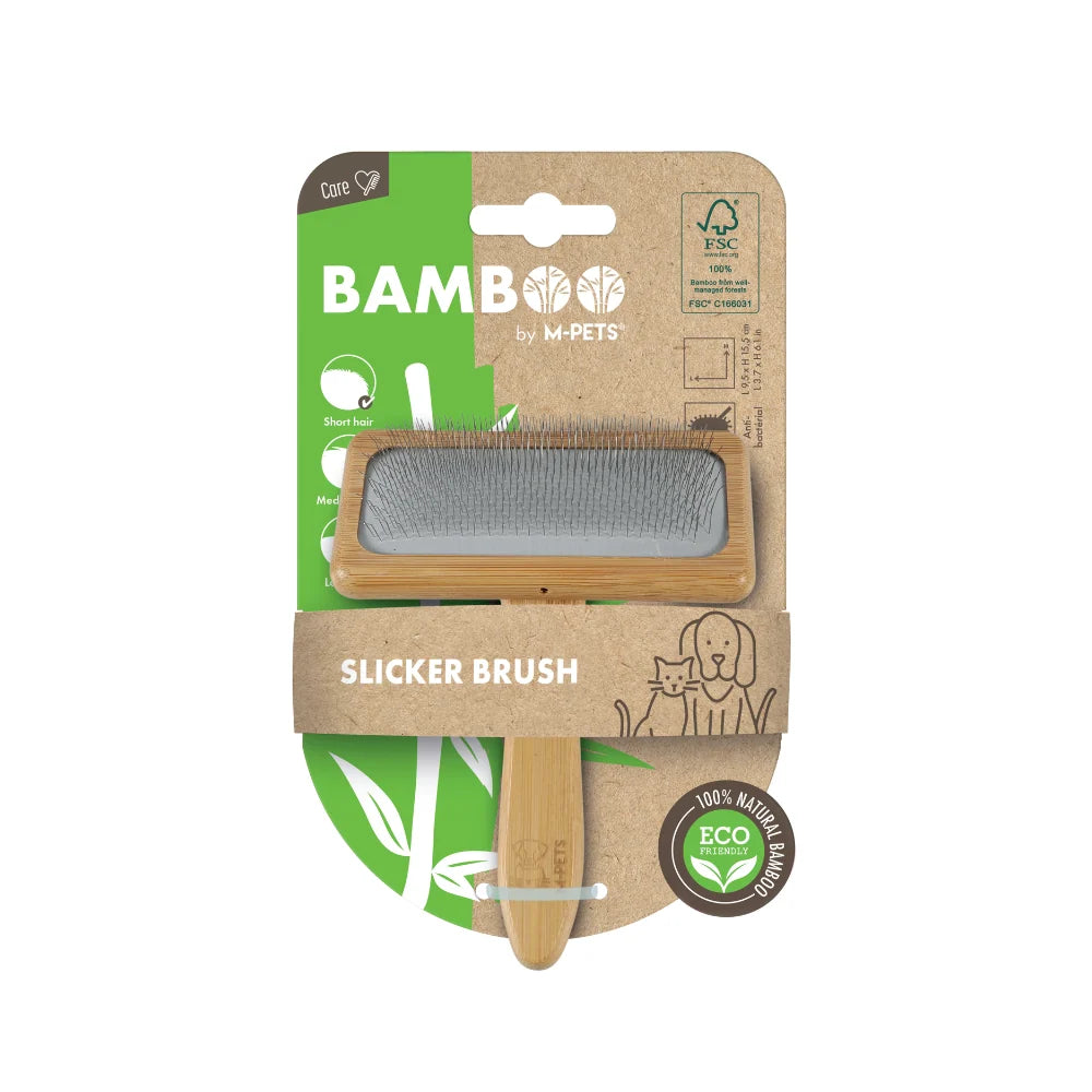 M-Pets Bamboo Slicker Brush For Dogs & Cats