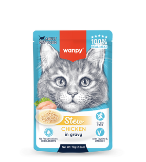 Wanpy Stew Tuna & Chicken In Gravy Adult Cat Pouch