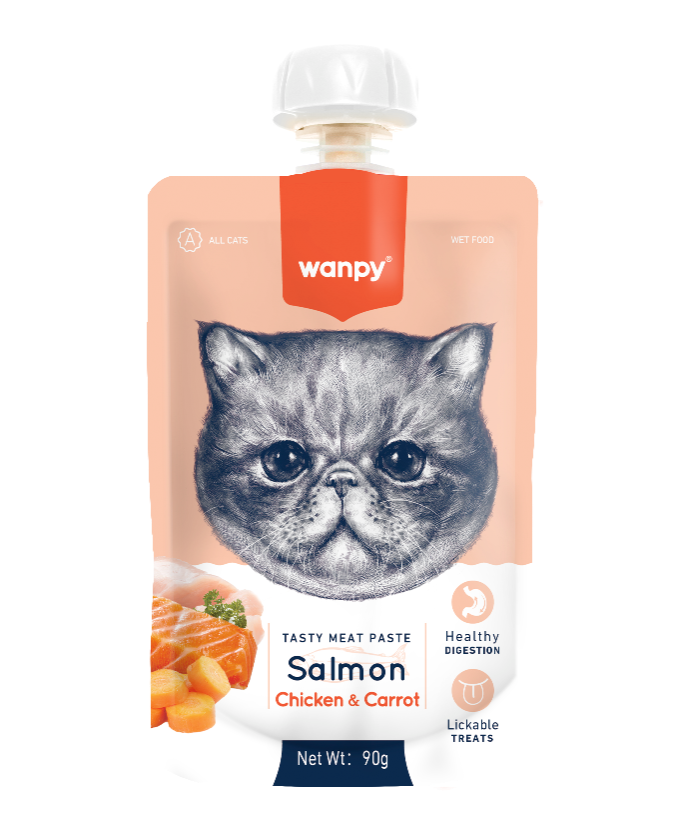 Wanpy Tasty Meat Paste – Salmon with Chicken & Carrot Cat Treat