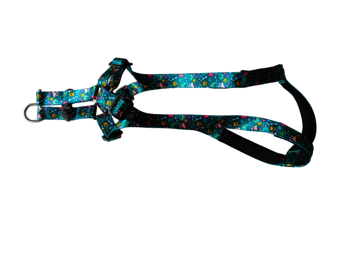 Kennel Padded Printed Click Lock Adjustable Harness (W = 3/4 Inch)
