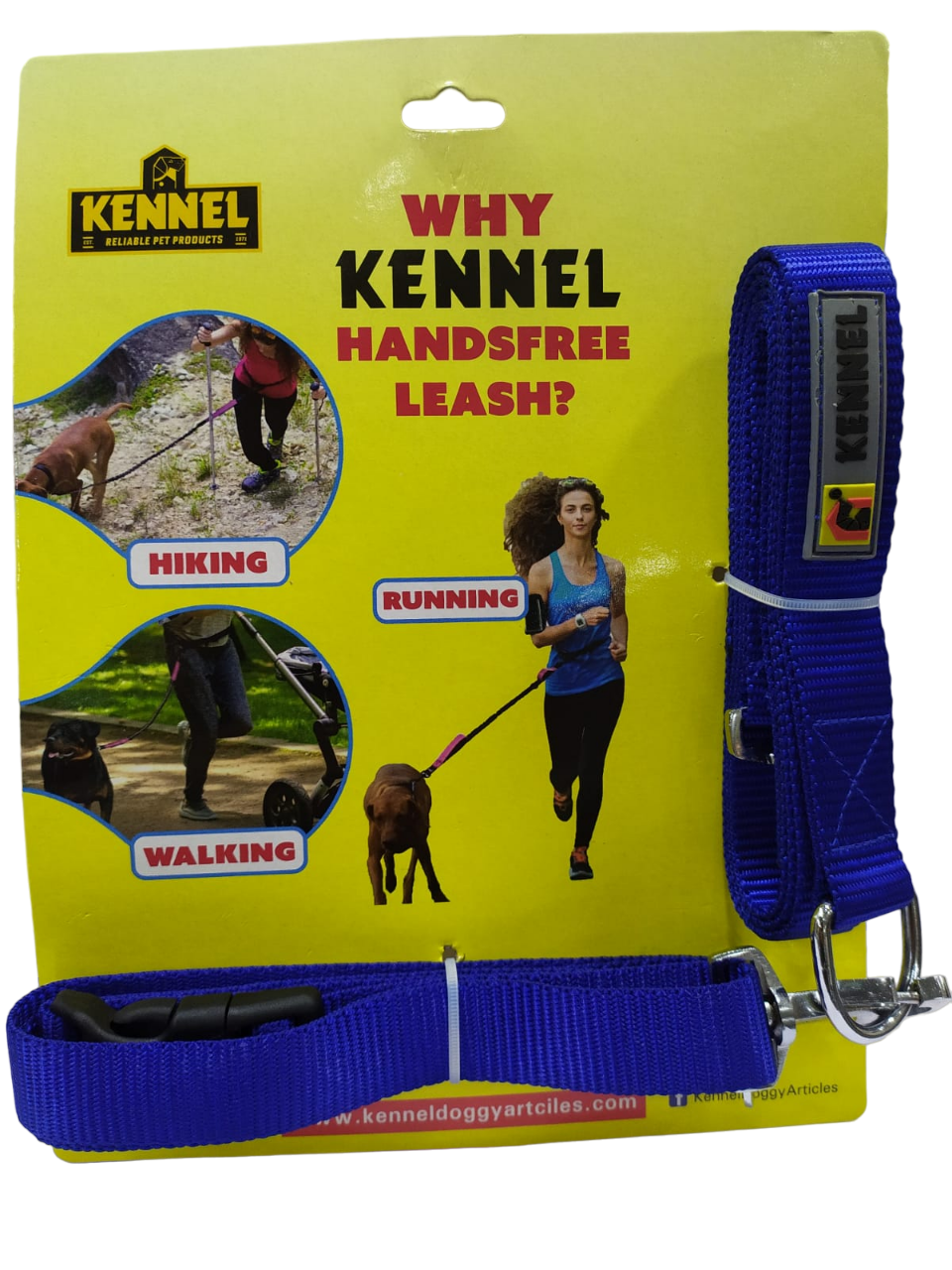 Kennel Flexi Nylon Hands-free Leash (1") (48") With Adjustable Waist Belt (1")