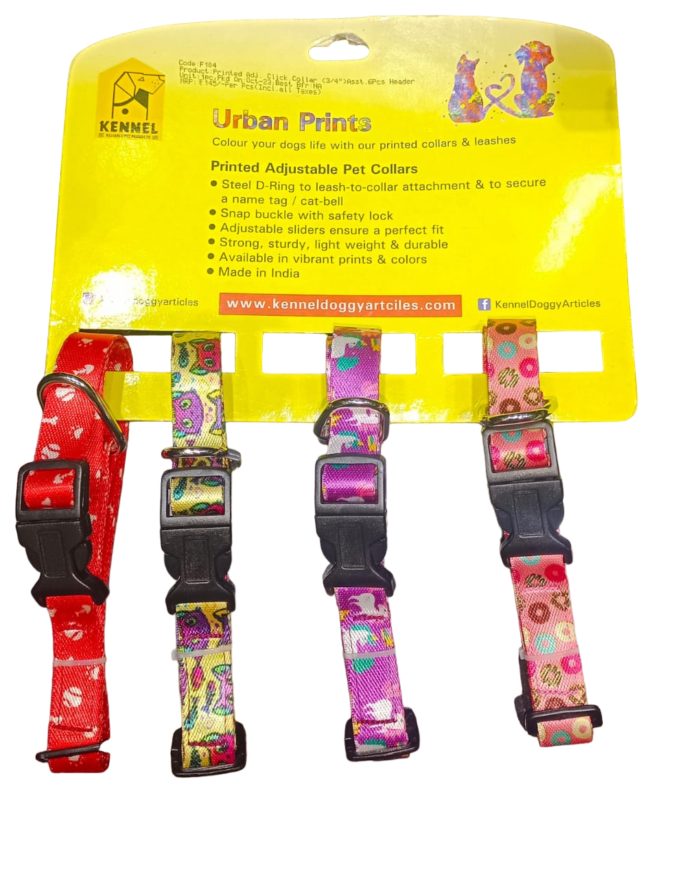 Kennel Printed Assorted Adjustable Click Collar (3/4")