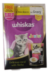 Whiskas Junior Chicken In Gravy 80 g Pouch Pack Of 7 / Sheba Chicken Prem Loaf 70 G Pouch Free For Kitten