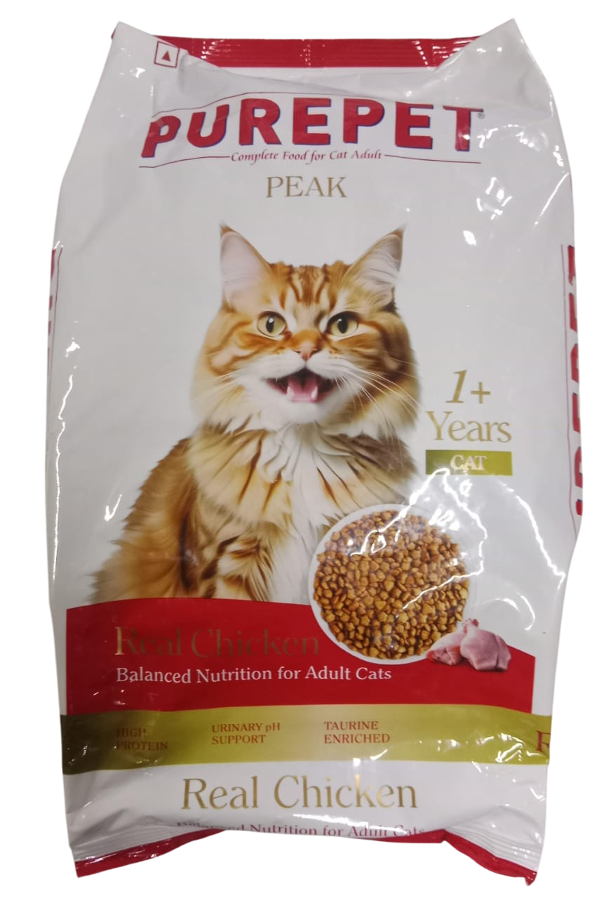Purepet Peak Real Chicken Adult Cat Dry Food (1 kg + 200 g Free Inside)