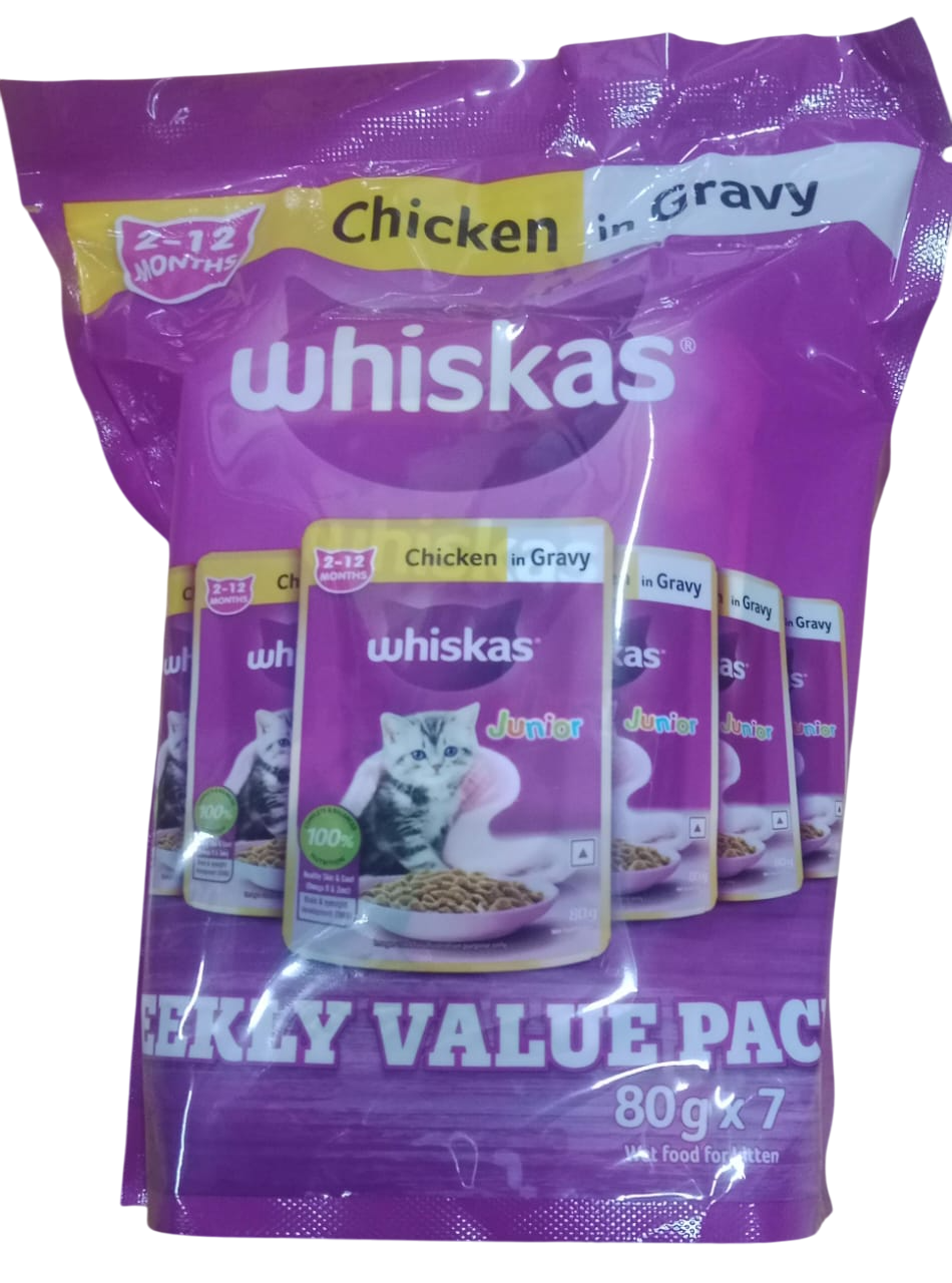 Whiskas Junior Chicken In Gravy Weekly Value Pack 80 g x 7