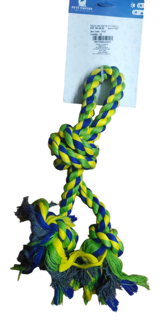 Pets Empire Natural Rope Hand Toy With 2 Knot For Dogs