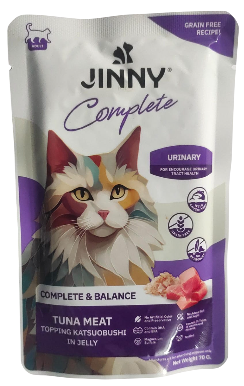 Jinny Urinary Grain Free Tuna Meat Topping Katsuobushi In Jelly Adult Cat Pouch