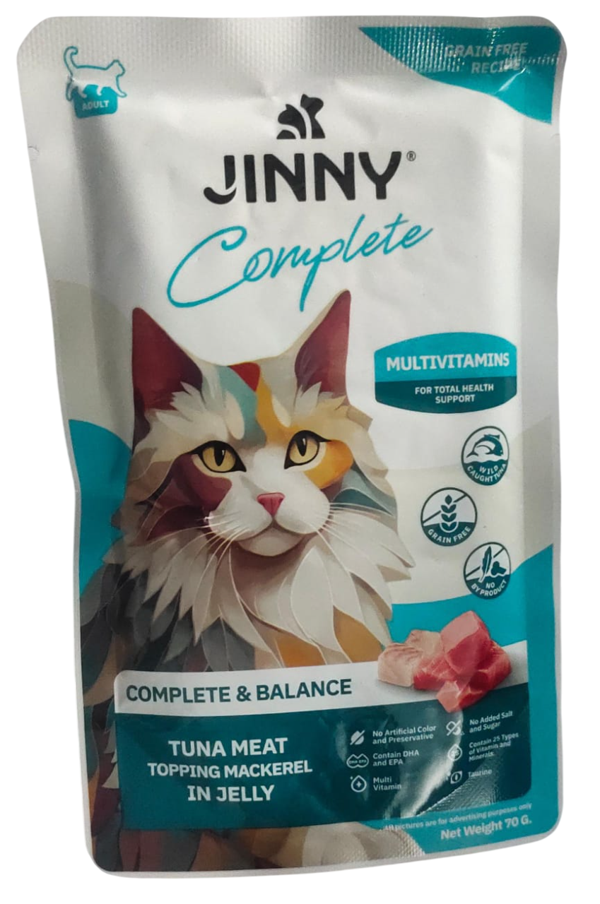 Jinny Multivitamins Tuna Meat Topping Mackerel In Jelly Adult Cat Pouch