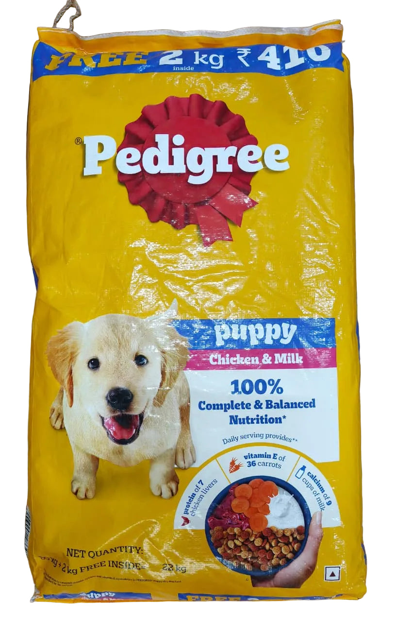 Pedigree Puppy Chicken And Milk Dry Food 20 kg+2 kg (Inside Free)