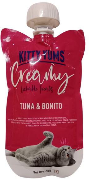 Kitty Yums : Creamy Lickable Cat Treat – Tuna & Bonito Squeeze Tube