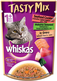 Whiskas Tasty Mix With Seafood Cocktail & Wakame Seaweed In Gravy Pouch