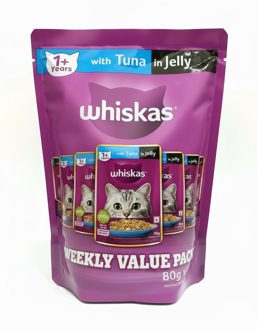 Whiskas Tuna In Jelly Adult Cat Pouch - Weekly Value Pack (80gx7)