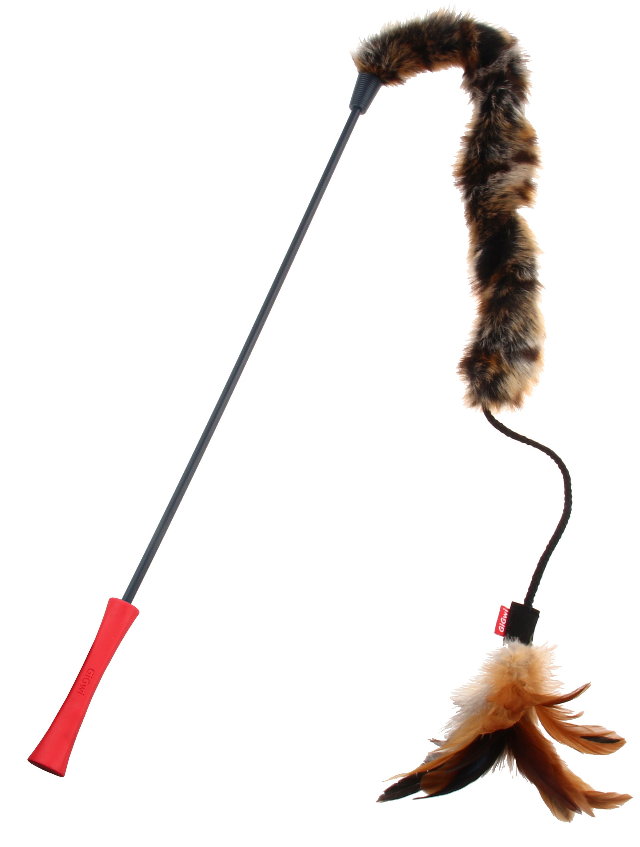 Gigwi Catwand Natural Feather & Feather Teaser ,Plush Tail & TPR Handle