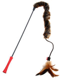 Gigwi Catwand Feather Teaser with Natural Feather Plush Tail and TPR Handle