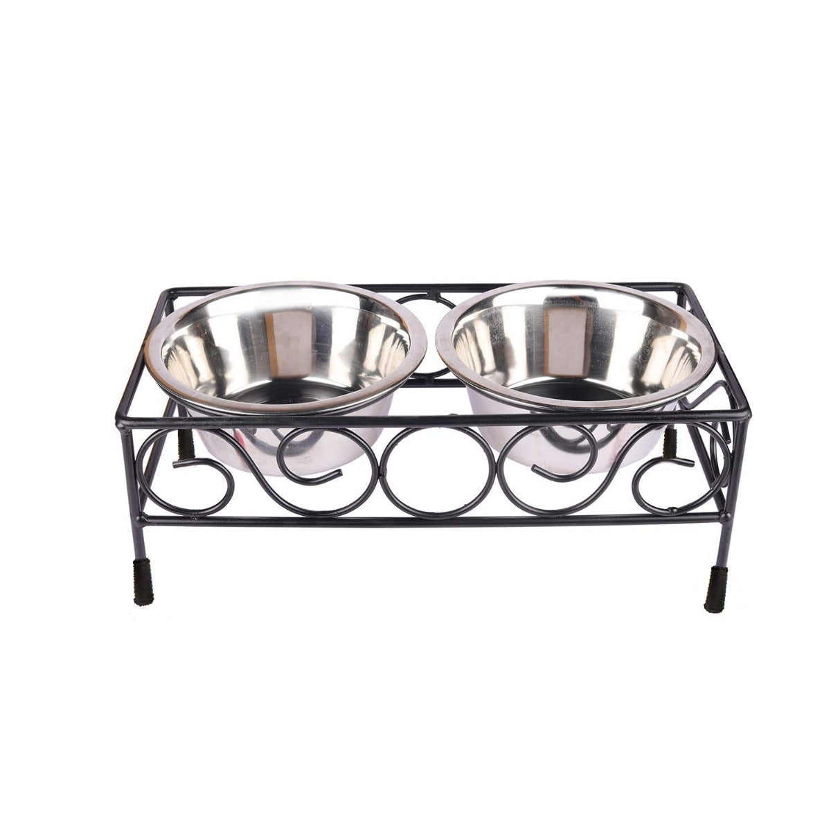 Pets Empire Wire Pattern Metal Double Diner Bowl Dogs - Medium