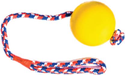 Waggers Rubber Solid Ball With Multi Colour Rope