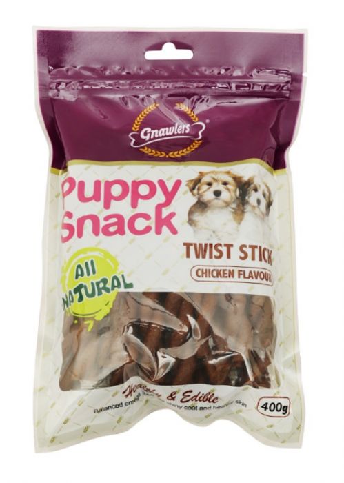 Gnawlers All Natural Puppy Snack Twist Stick – Chicken Flavor