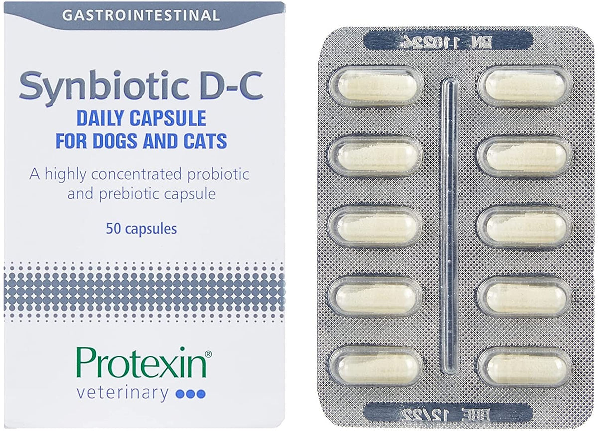 Protexin Synbiotic D-C Probiotic & Prebiotic Capsules for Dogs & Cats