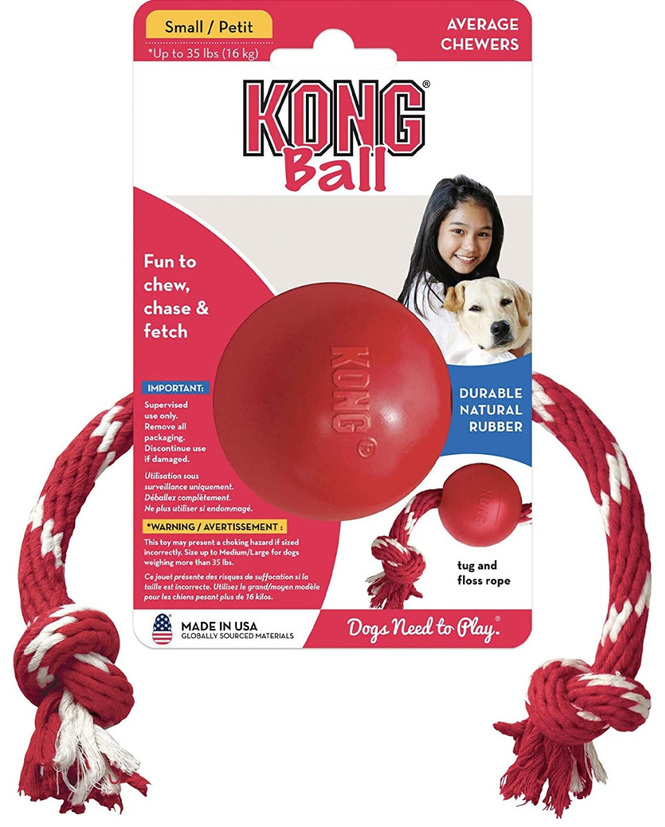 Kong Ball With Rope Dog Toy