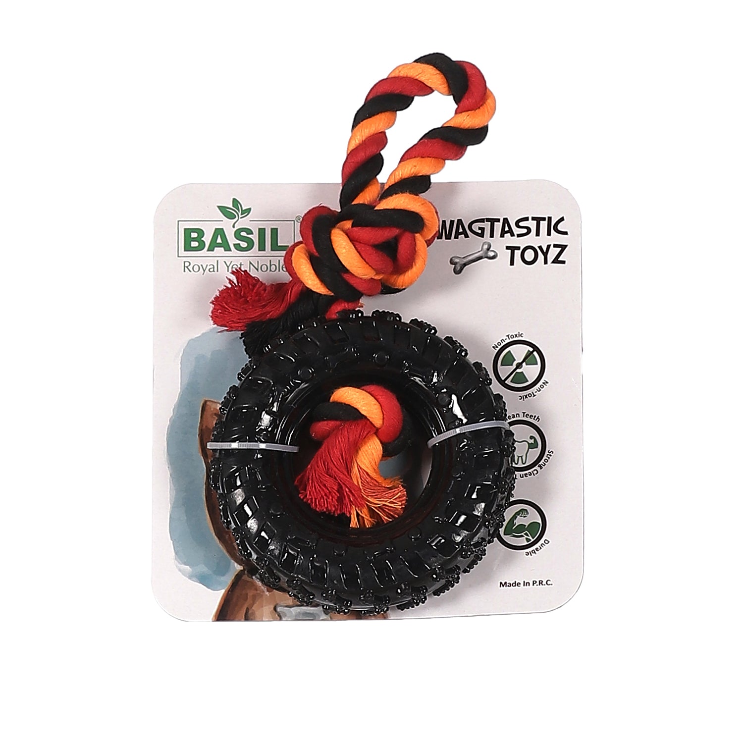 Basil Wagtastic Toyz Toy Tire With Rope