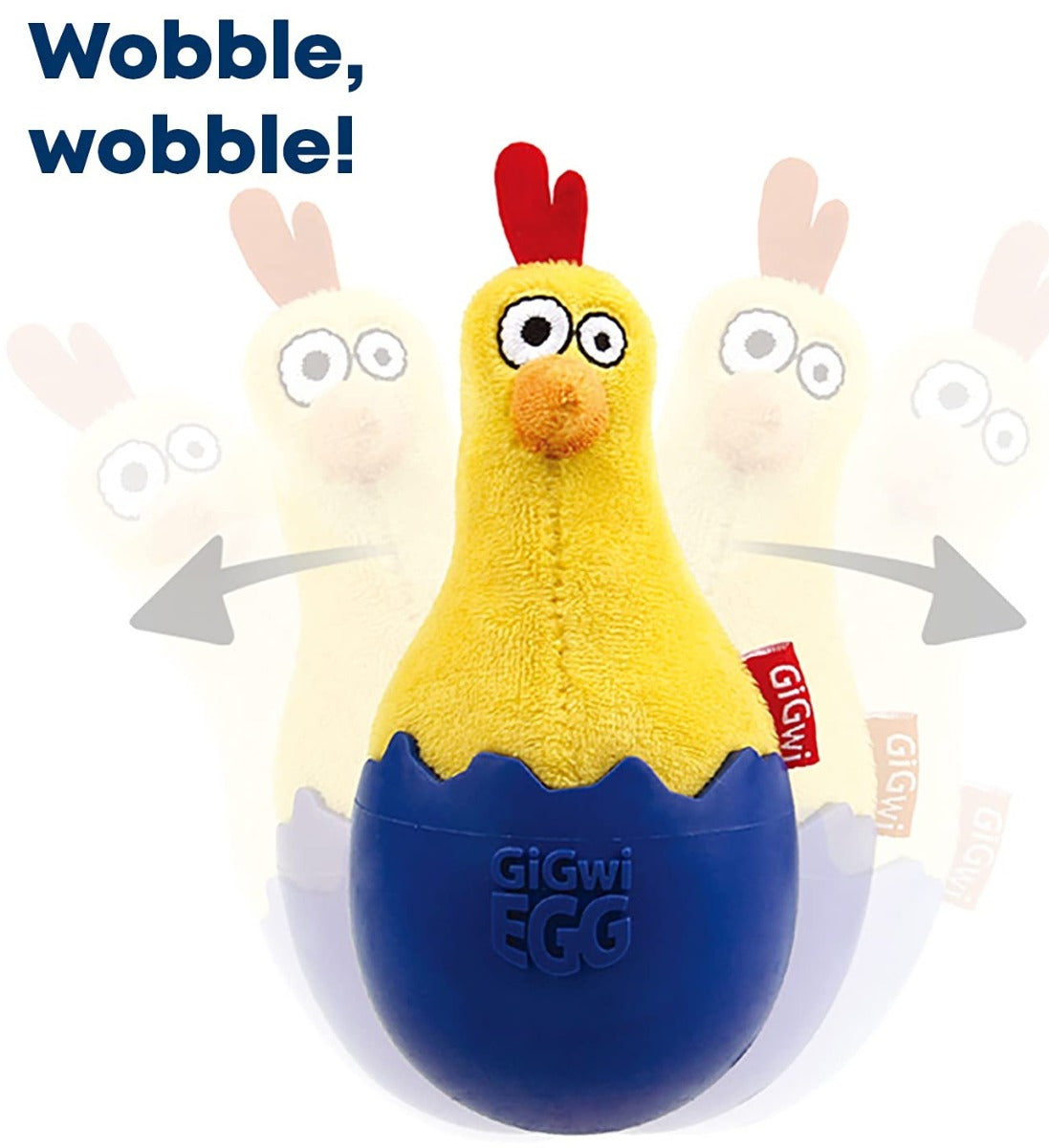 Gigwi Egg Wobble Fun Brown Duck Plush/TPR Dog Toy - Yellow