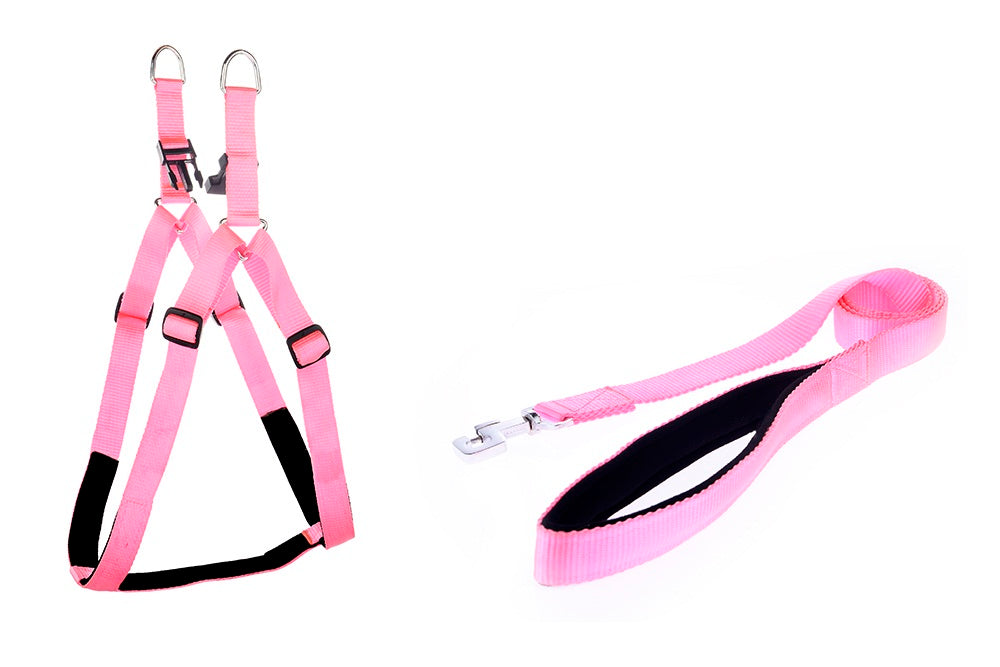 Kennel Padded Nylon Pattern Super Premium Adjustable Harness & Leash Set (W = 1")