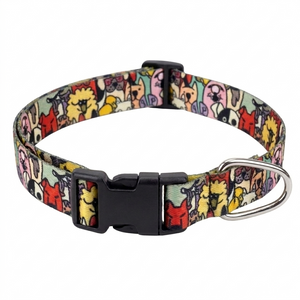 Kennel Adjustable Printed Nylon Dog Collar with Click Buckle – Animated Animals Print