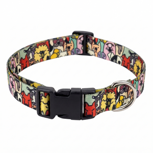 Kennel Adjustable Printed Nylon Dog Collar with Click Buckle – Animated Animals Print