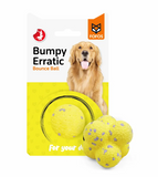 Fofos Ultra-Durable Bumpy Erratic Bounce Yellow & Grey Ball Dog Toy