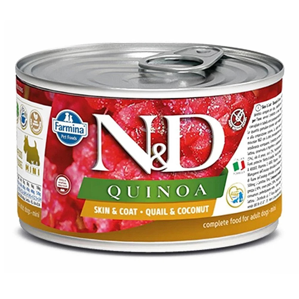 Farmina Natural & Delicious Quinoa Skin & Coat Quail & Coconut Mini Adult Dog Tin