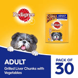 Pedigree Adult Grilled Liver Chunks In Gravy With Vegetables Pouch 70 G (Pack Of 30) - Ecom Pack